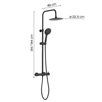 Gedy - Ensemble de douche STAR PLUS avec mitigeur noir mat