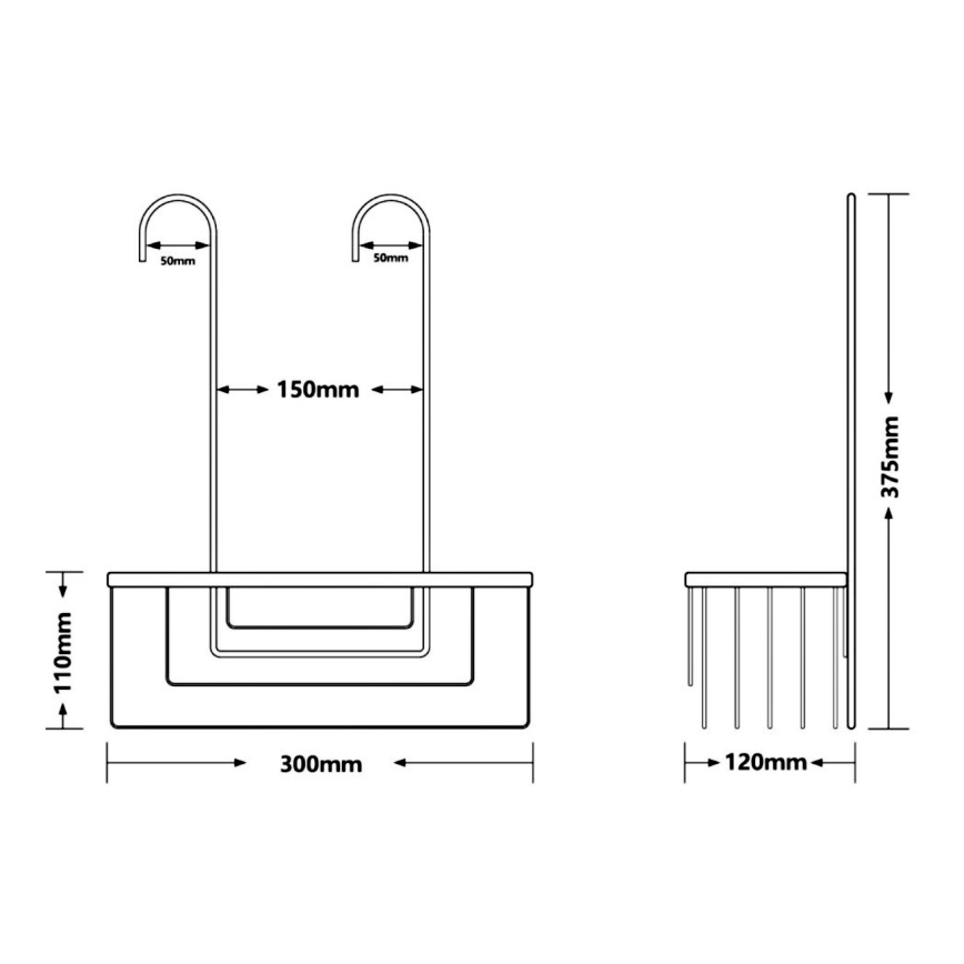 Gedy - Étagère à suspendre pour douche SMART 37,5 x 30 cm, noir mat