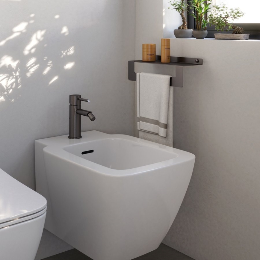 Gedy - Étagère avec porte-serviettes CLEO 30 cm gris métallisé