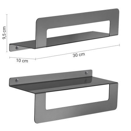 Gedy - Étagère avec porte-serviettes CLEO 30 cm gris métallisé