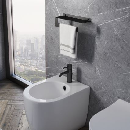 Gedy - Étagère avec porte-serviettes CLEO 30 cm noire mate