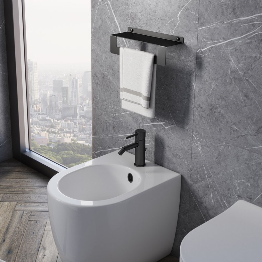 Gedy - Étagère avec porte-serviettes CLEO 30 cm noire mate