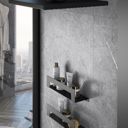 Gedy - Étagère avec porte-serviettes CLEO 30 cm noire mate