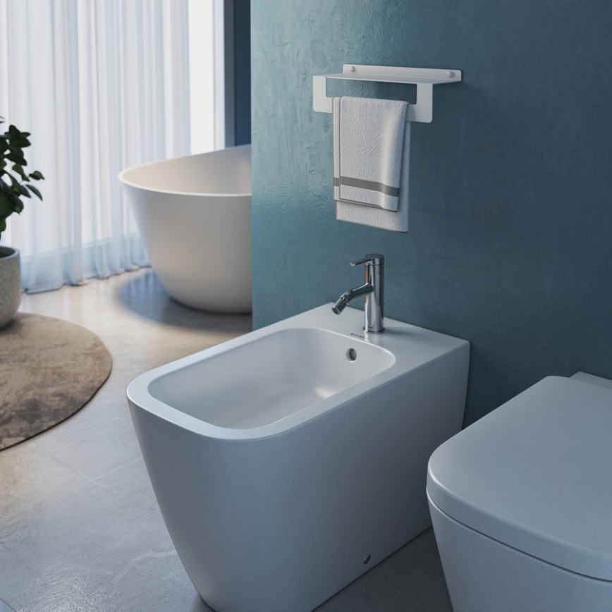 Gedy - Étagère avec porte-serviettes CLEO 50 cm, blanc mat