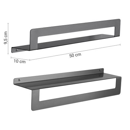 Gedy - Étagère avec porte-serviettes CLEO 50 cm gris métallisé