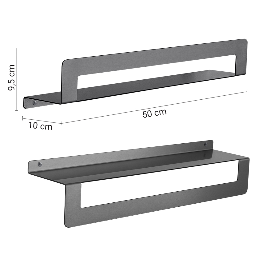 Gedy - Étagère avec porte-serviettes CLEO 50 cm gris métallisé