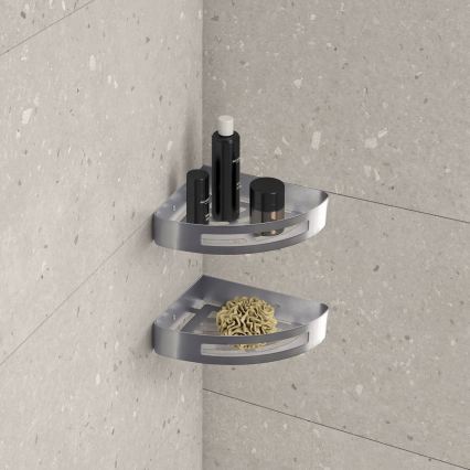 Gedy - Étagère d'angle pour douche SMART 21x4,5 cm gris métallisé