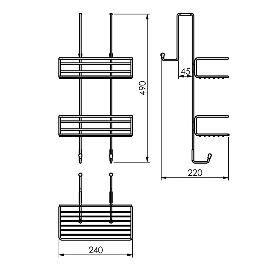Gedy - Étagère murale pour douche CHROM LINE 49x24 cm noir mat