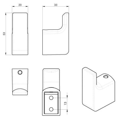 Gedy - Lot de 2 crochets muraux PIRENEI blanc mat