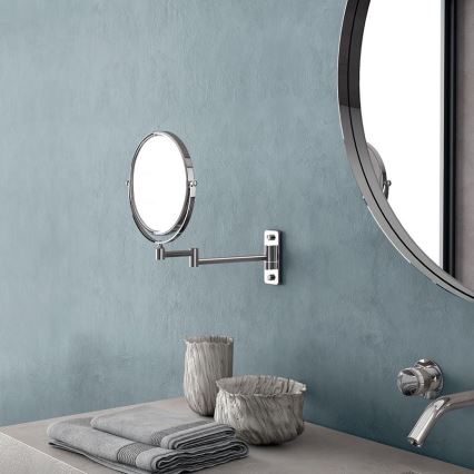 Gedy - Miroir mural de maquillage GAIA, finition chrome brillant