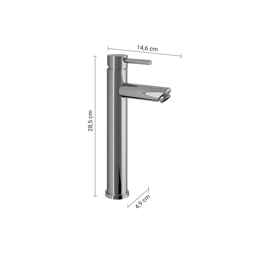 Gedy - Mitigeur de lavabo ALTO HIGH 28,5 cm, chrome brillant