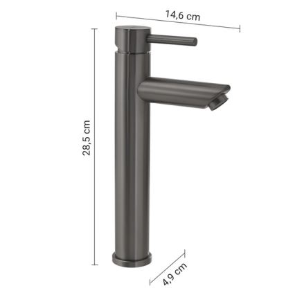 Gedy - Mitigeur pour lavabo ALTO 28,5 cm gris métallisé