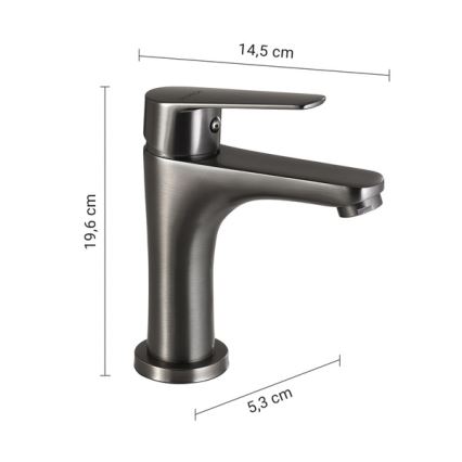 Gedy - Mitigeur pour lavabo COMO 19,6 cm, finition gris métallisé