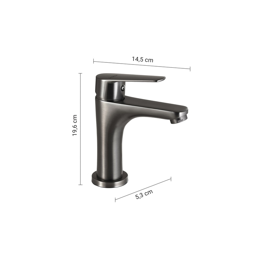 Gedy - Mitigeur pour lavabo COMO 19,6 cm, finition gris métallisé