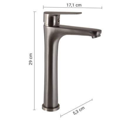Gedy - Mitigeur pour lavabo COMO 29 cm gris métallisé