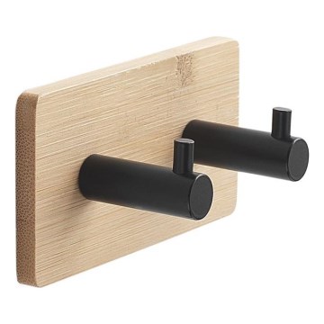 Gedy - Patère murale auto-collante pour serviettes HIMALAYA noir/bambou