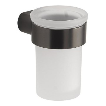 Gedy - Porte-brosse à dents mural PIRENEI en verre opalin / gris métallique