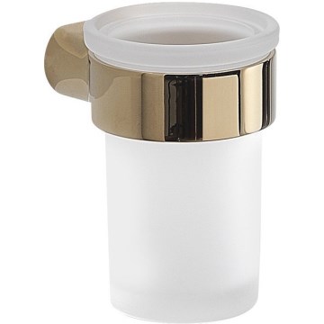 Gedy - Porte-brosses à dents mural PIRENEI verre laiteux/doré