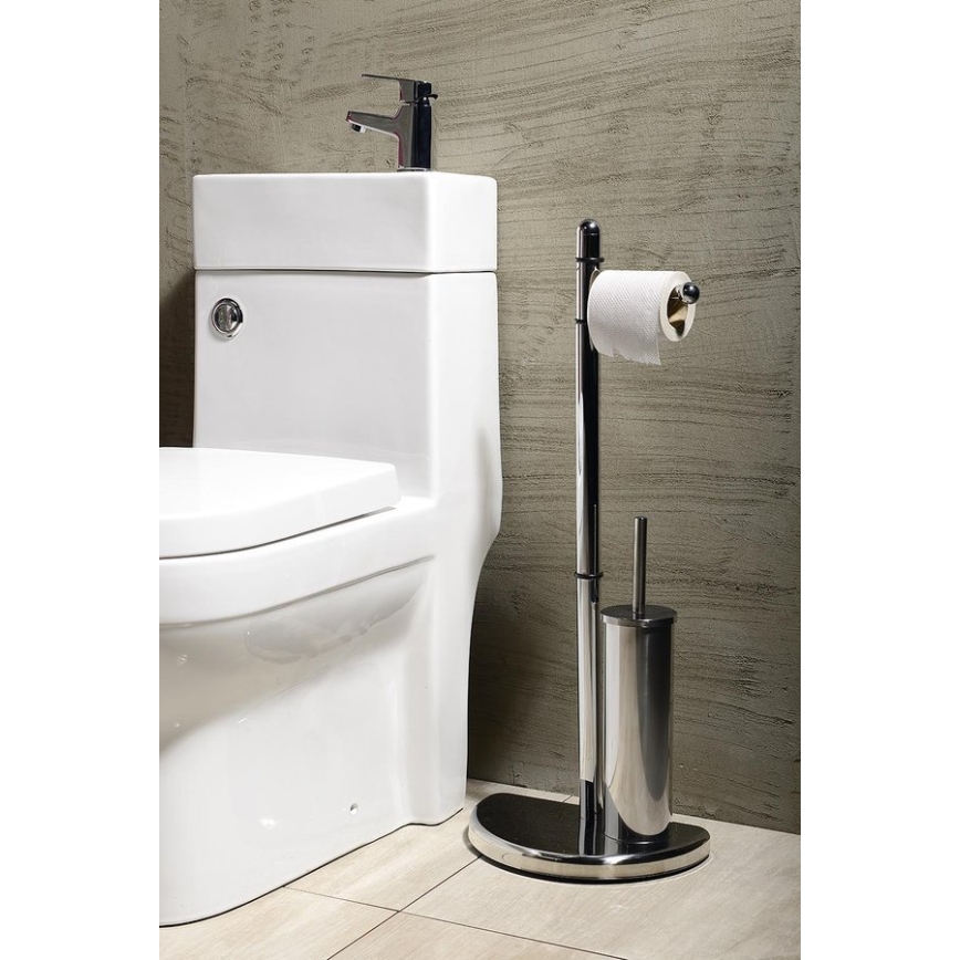 Gedy - Porte-papier et porte-brosse de toilettes HIBISCUS chrome brillant