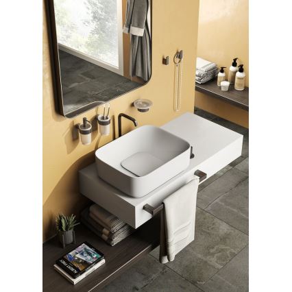 Gedy - Porte-savon mural PIRENEI verre opalin/gris métallisé