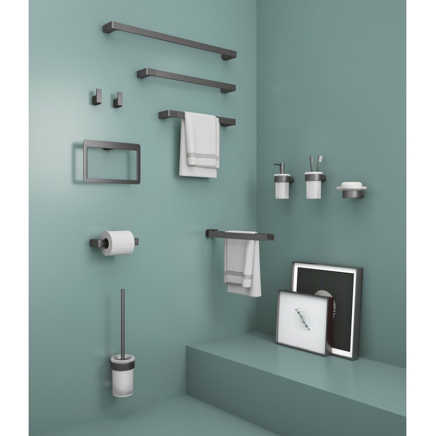 Gedy - Porte-savon mural PIRENEI verre opalin/gris métallisé