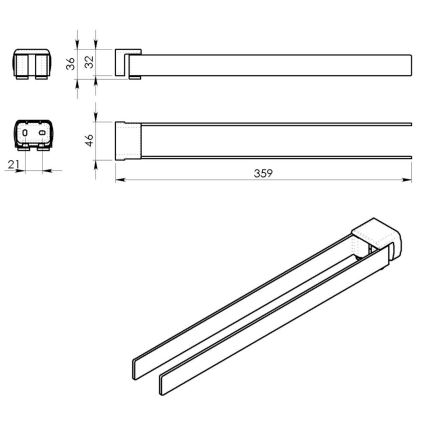 Gedy - Porte-serviettes mural PIRENEI 35,9 cm, finition dorée mate