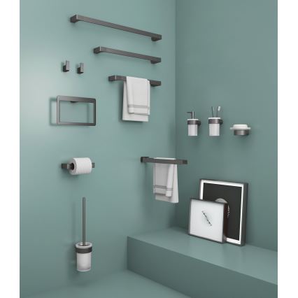 Gedy - Porte-serviettes mural PIRENEI 6,6x35 cm gris métallisé