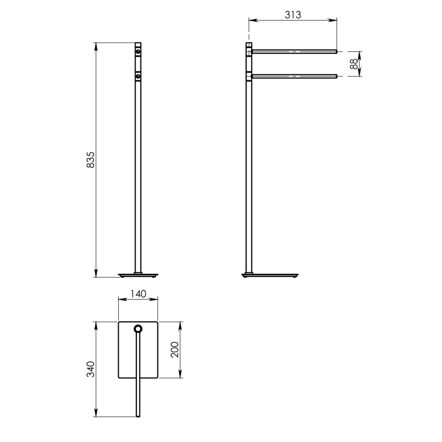 Gedy - Porte-serviettes sur pied TRILLY 83,5 cm noir mat/bambou