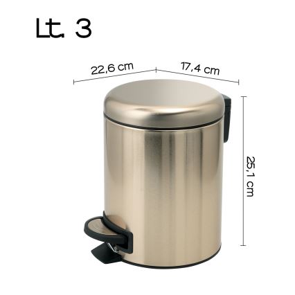 Gedy - Poubelle POTTY 3 l à fermeture amortie, dorée mate