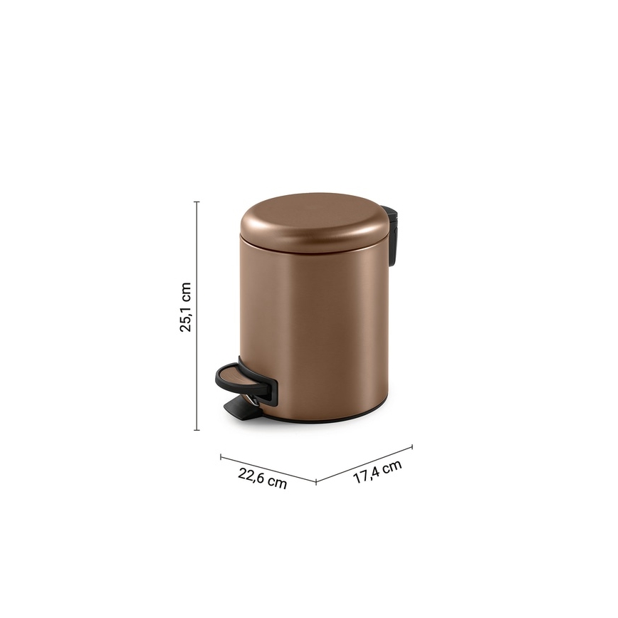 Gedy - Poubelle POTTY 3 l avec fermeture amortie, bronze