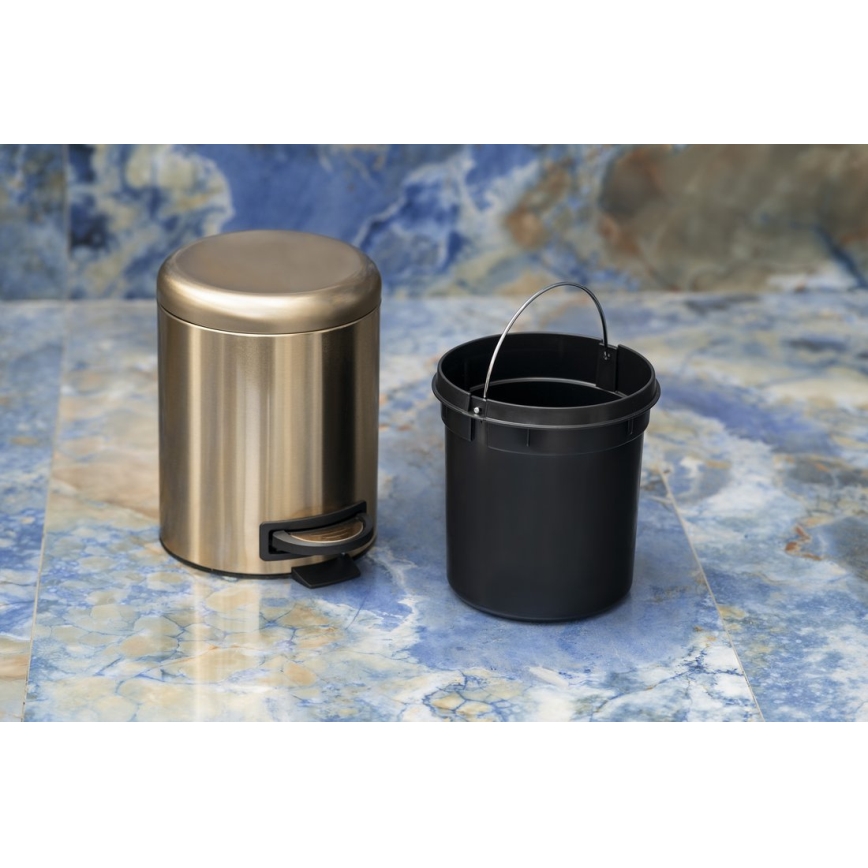 Gedy - Poubelle POTTY 5 l à fermeture amortie, dorée mate