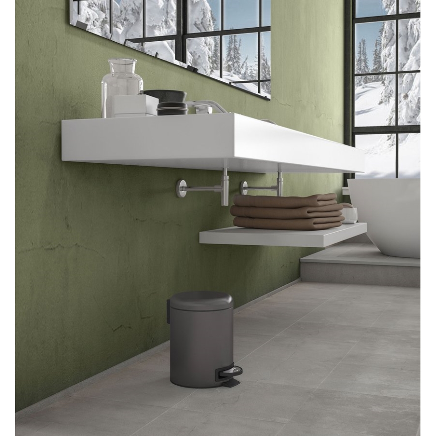 Gedy - Poubelle POTTY 5 l à fermeture douce, gris métallisé