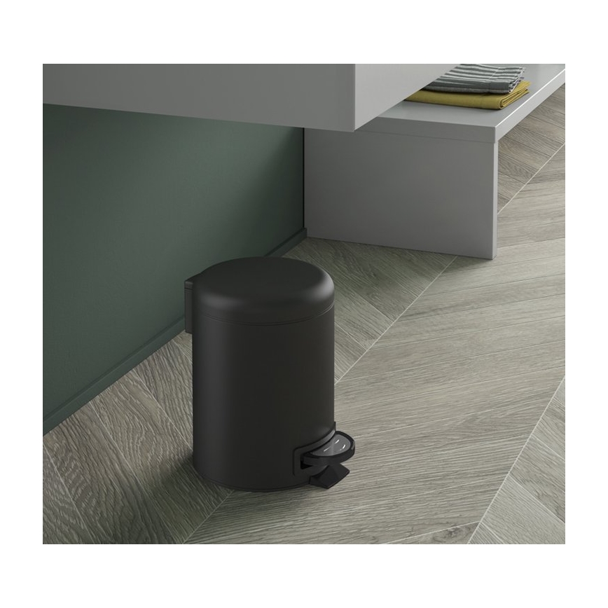Gedy - Poubelle POTTY 5 l à fermeture douce, noir mat