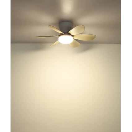 Globo - Ventilateur de plafond LED dimmable LED/5W/230V 2700-6500K beige + télécommande