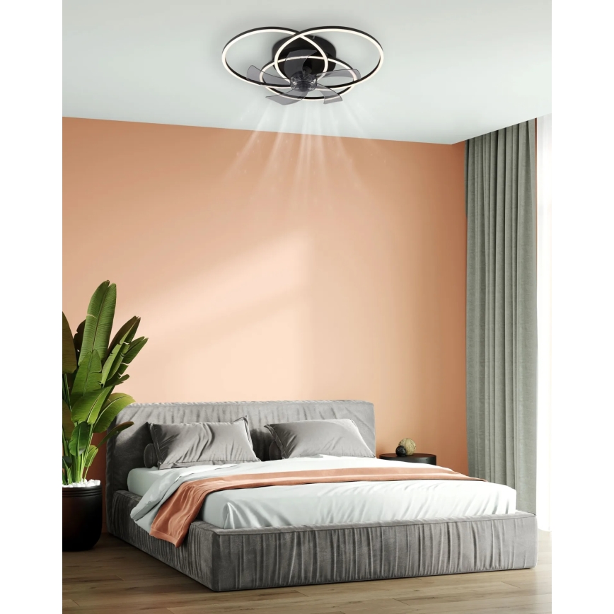 Globo - Ventilateur de plafond LED dimmable 40W/230V (3000–6500K), noir + télécommande