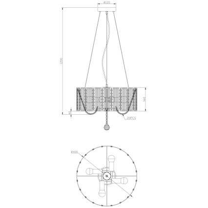 Globo - Suspension filaire en cristal 4xE14/40W/230V