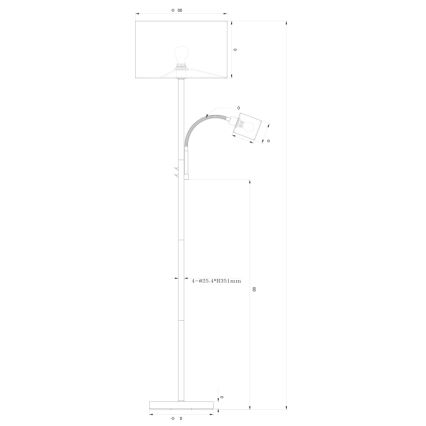 Globo - Lampadaire 1xE27/40W/230V + 1xE14/25W