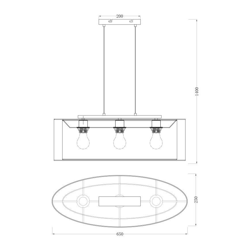 Globo - Suspension filaire 3xE27/60W/230V