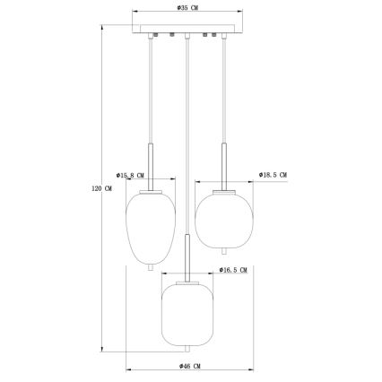 Globo - Suspension fil 3xE14/40W/230V