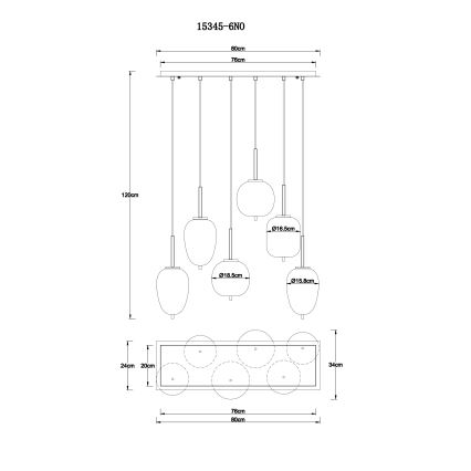 Globo - Suspension filaire 6xE14/40W/230V chrome brillant