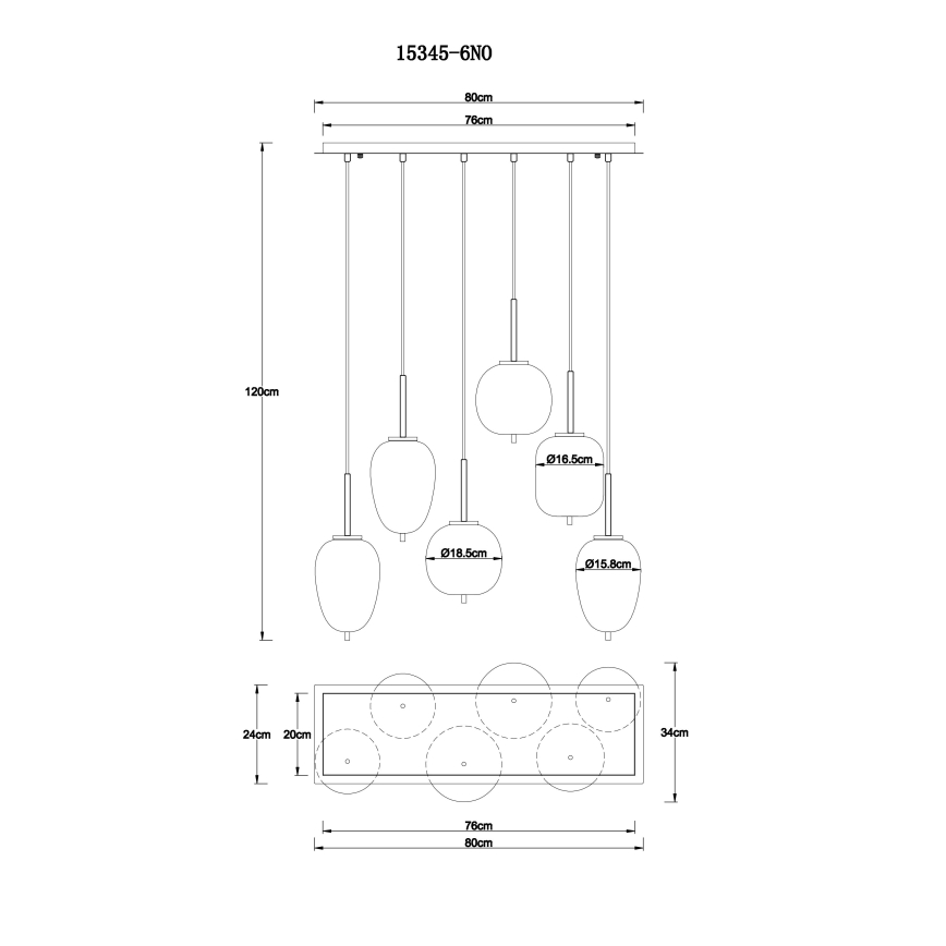 Globo - Suspension filaire 6xE14/40W/230V chrome brillant