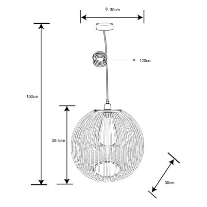 Globo - Suspension filaire 1xE27/60W/230V bambou
