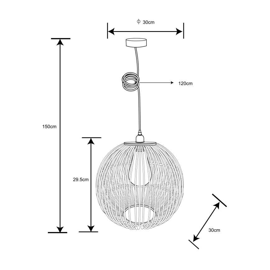 Globo - Suspension filaire 1xE27/60W/230V bambou