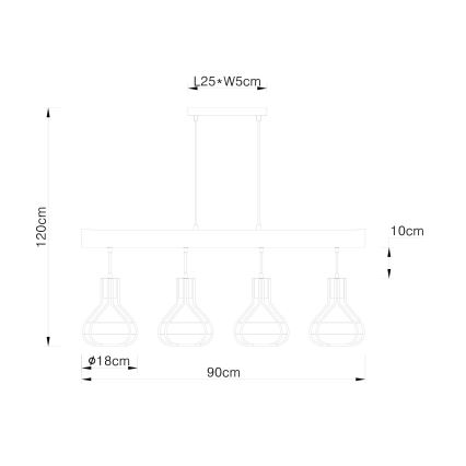 Globo - Suspension avec fil 4xE27/60W/230V