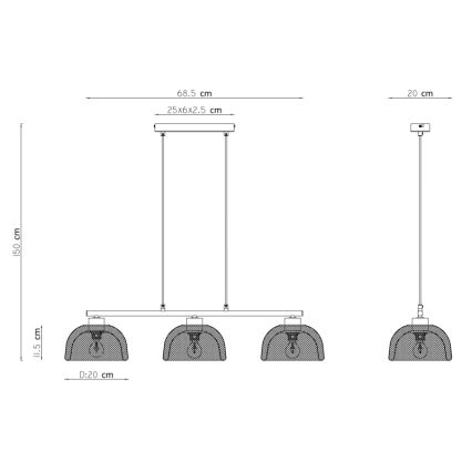 Globo - Suspension avec fil 3xE14/40W/230V