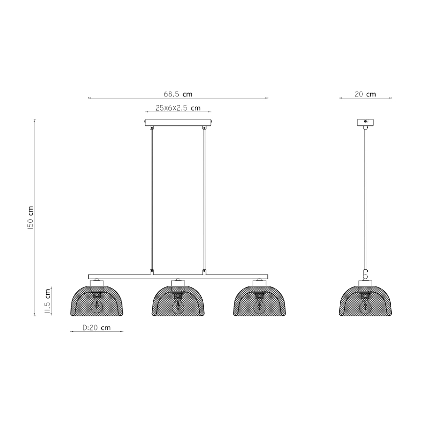 Globo - Suspension avec fil 3xE14/40W/230V