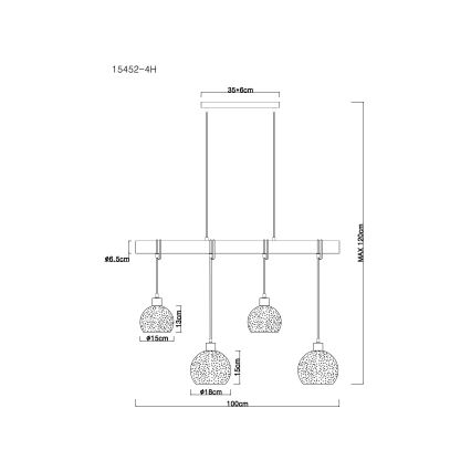 Globo - Suspension filaire 4xE27/40W/230V