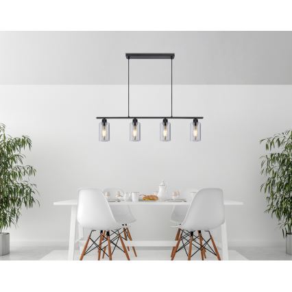 Globo - Suspension filaire 4xE27/60W/230V noir