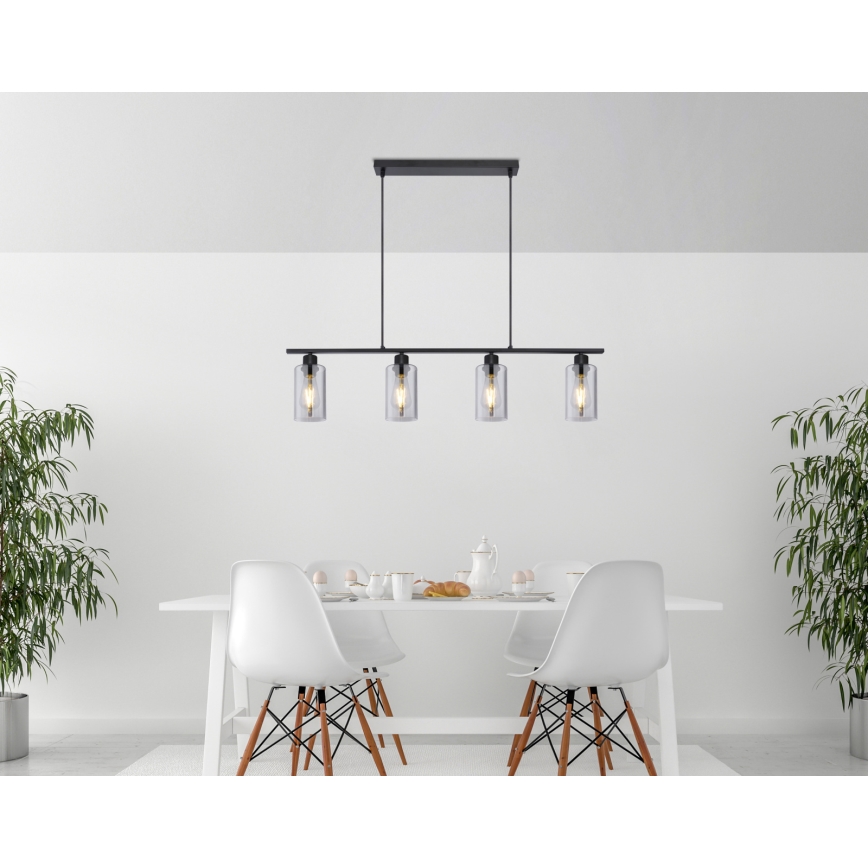Globo - Suspension filaire 4xE27/60W/230V noir