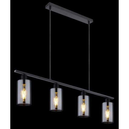 Globo - Suspension filaire 4xE27/60W/230V noir
